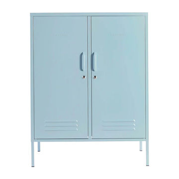 Steel Swing Door Sideboard Midi Storage Cabinet Cupboard Locker - Ocean Blue