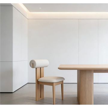 Madiega Furniture - Cylindrical‑Back Light‑Oak Minimalist Dining Chair