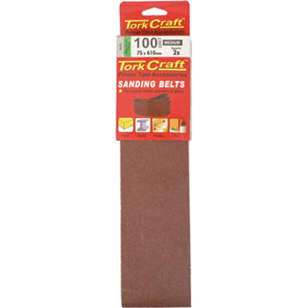 Tork Craft - Sanding Belt - 2 Piece - 75mm x 610mm - 100 Grit - 2 Pack