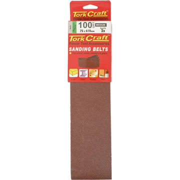 Tork Craft - Sanding Belt - 2 Piece - 75mm x 610mm - 100 Grit - 2 Pack