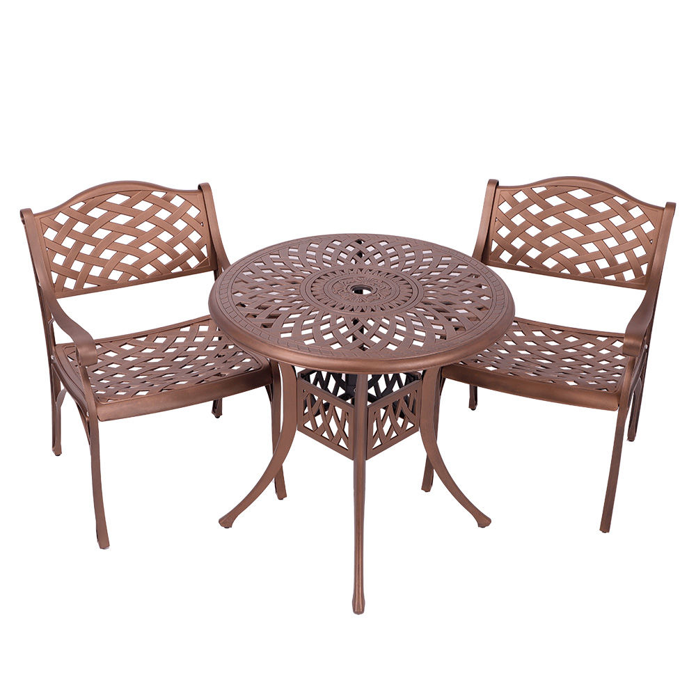 2  Seater - Lattice Aluminium Patio Set / Garden Furniture / Outdoor Dining Set   (2 Lattice Chairs with 78cm Round Lattice Table) - COPPER