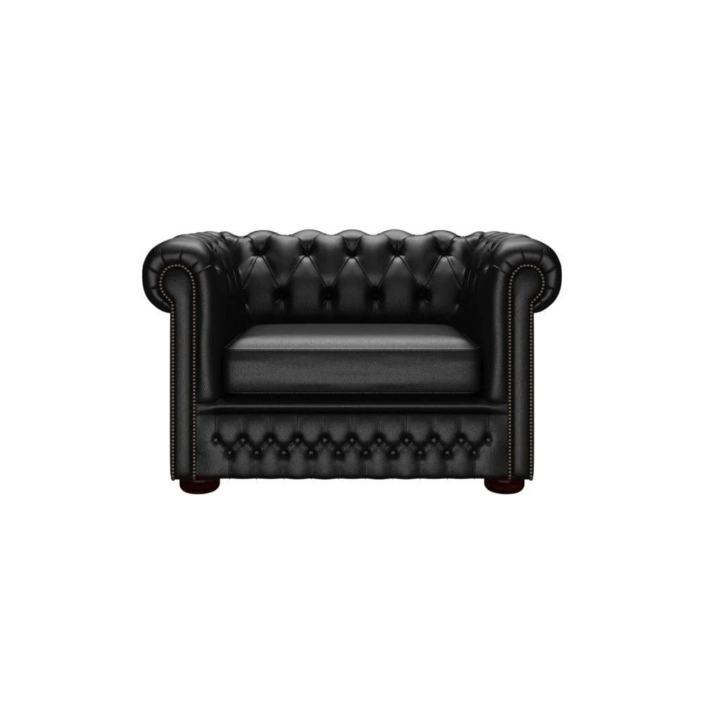 Fio Chesterfield Brown Euro Leather 1 Seater Sofa Couch (Firm) - Black