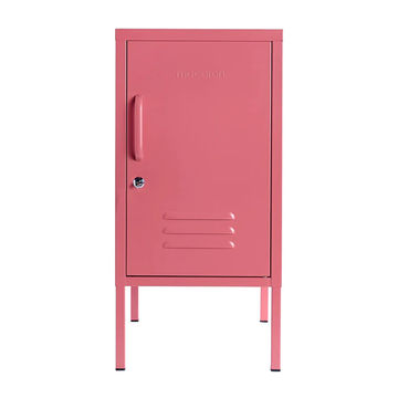 Steel Single Door Bedside Pedestal Locker Shorty Storage Cabinet - Raspberry Pink