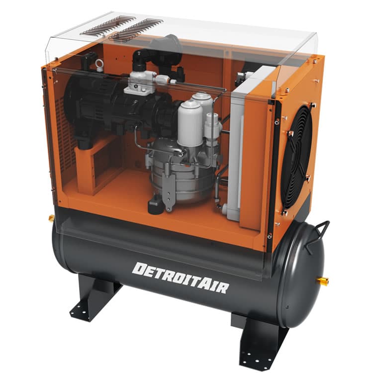Air Compressor DETROIT Rotary Screw 5Hp (3.7kw) 220V Energy Saving VSD 10Bar