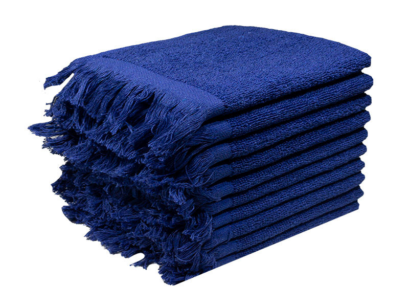 Recycled Yarn - Ocean's 380GSM - Fringe Towels - Royal (10 Piece Pack)