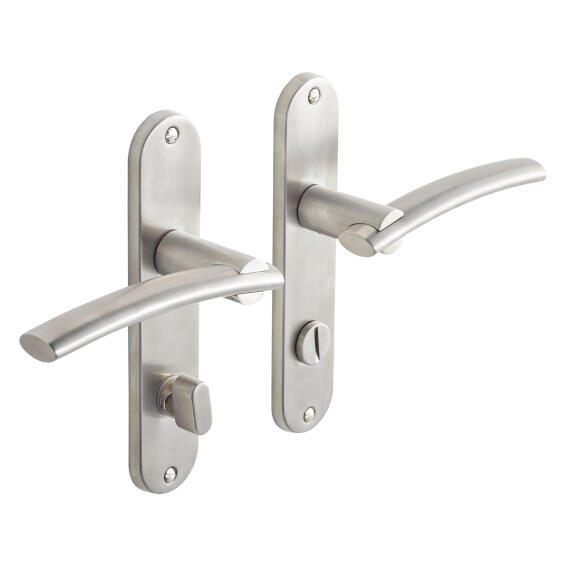 Door handles on plate thumbturn satin nickel finish marion 165mm inspire