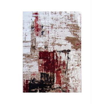 BK Carpets & Rugs - Modern Abstract Art Indoor Area Rug - 2m x 2.9m - Beige - Red