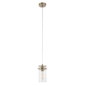 Zebbies Lighting Linden 1 Light Satin Nickel Pendant with Clear Glass