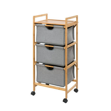 Laundry Trolley 3 Drawer Bahari Bamboo Grey