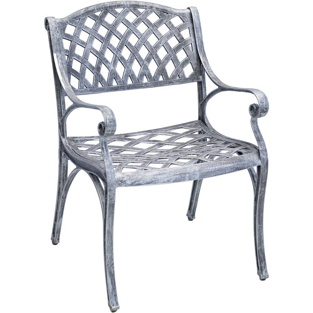 Cottage Aluminium Dining Set 6-Seater (Silver, Beige Cushions)