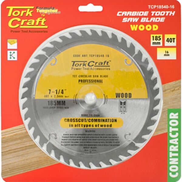 Blade Contractor 185 X 40T 16Mm Circular Saw Tct