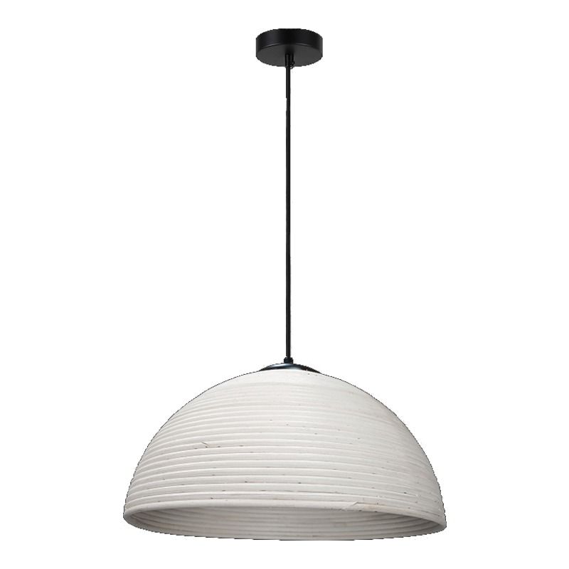 230v 40W E27 Medium Rattan Tube Pendant (Natural Rattan Antique White)