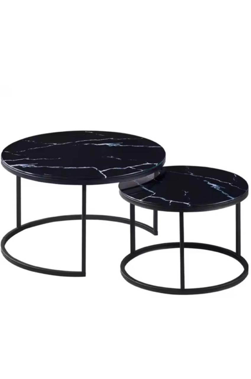 IG Furn- Halo Nesting Glass Top Coffee Table in Black