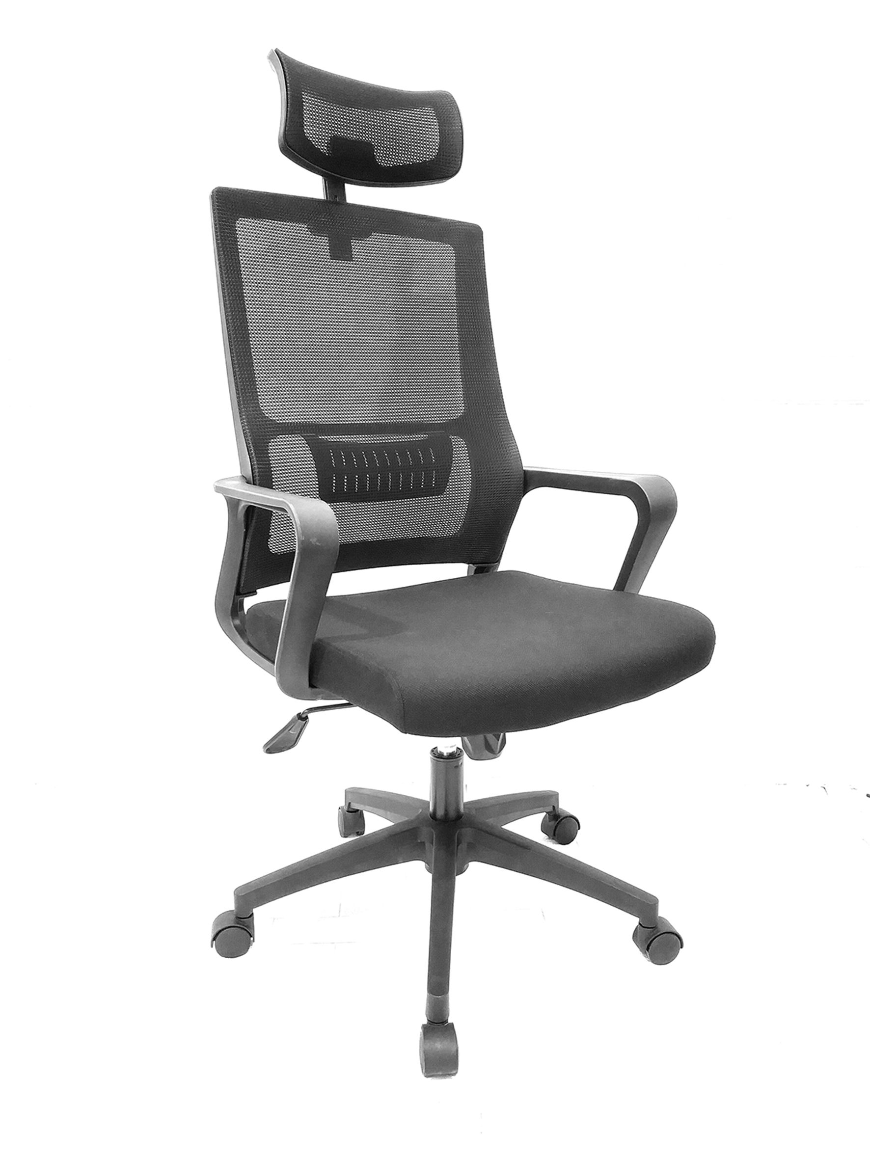 TOCC Lucio Mesh Back Office Chair with Headrest - Black