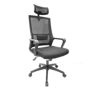 TOCC Lucio Mesh Back Office Chair with Headrest - Black