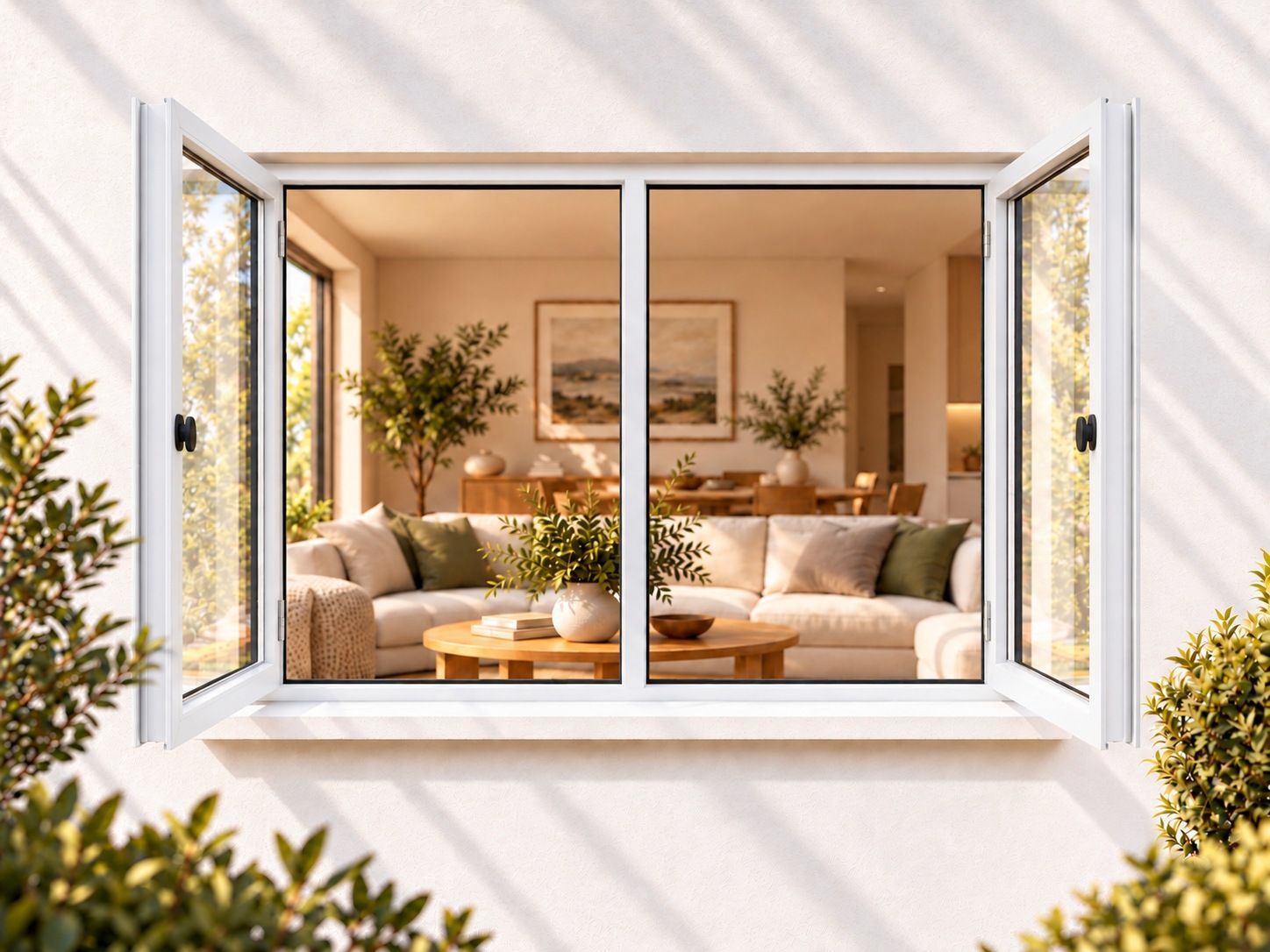 Kenzo Premium Side-Hung Aluminium Window - White, 1200 1200 mm, Double Side Opener