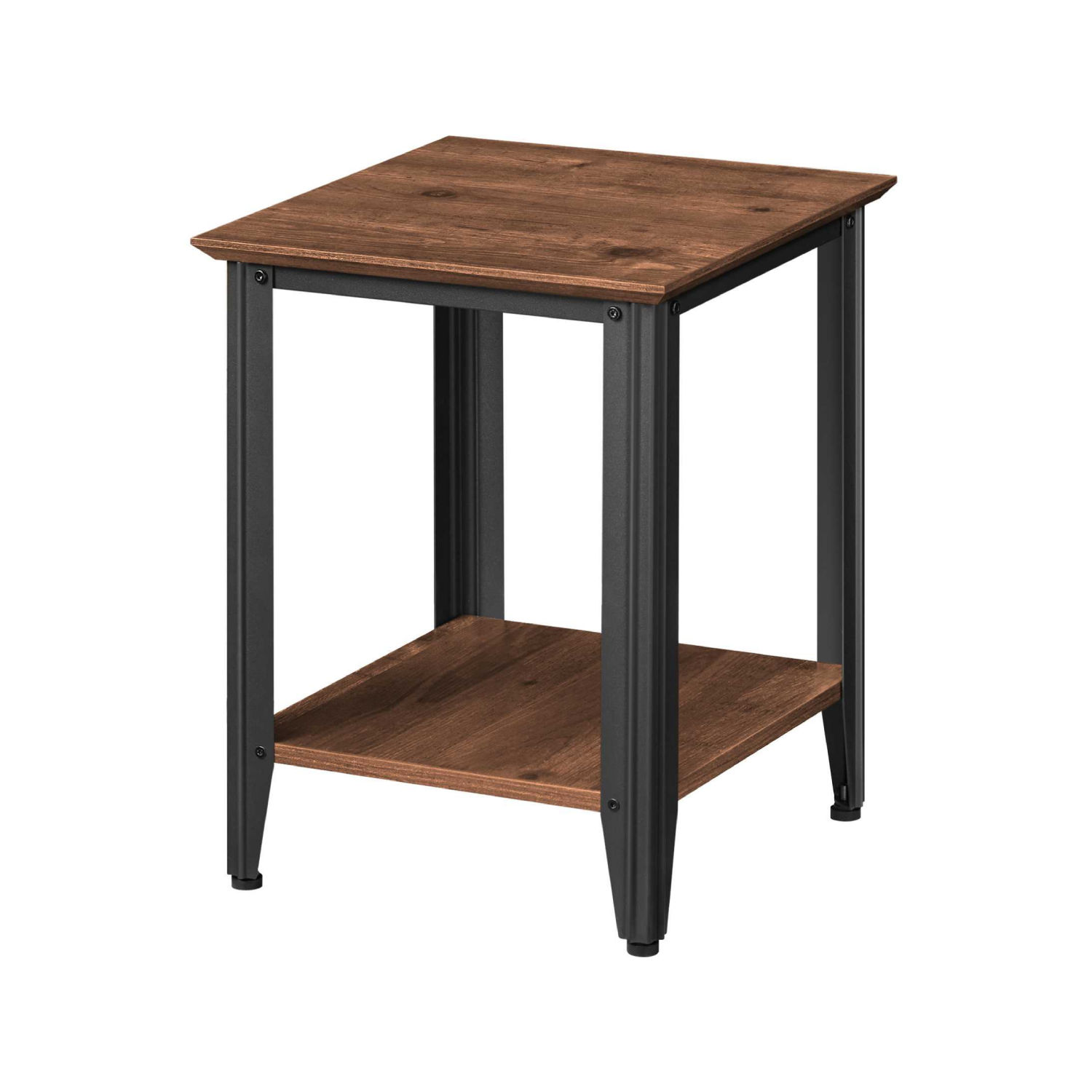 Industrial Side Table with Open Shelf – Sturdy Wood & Metal Frame