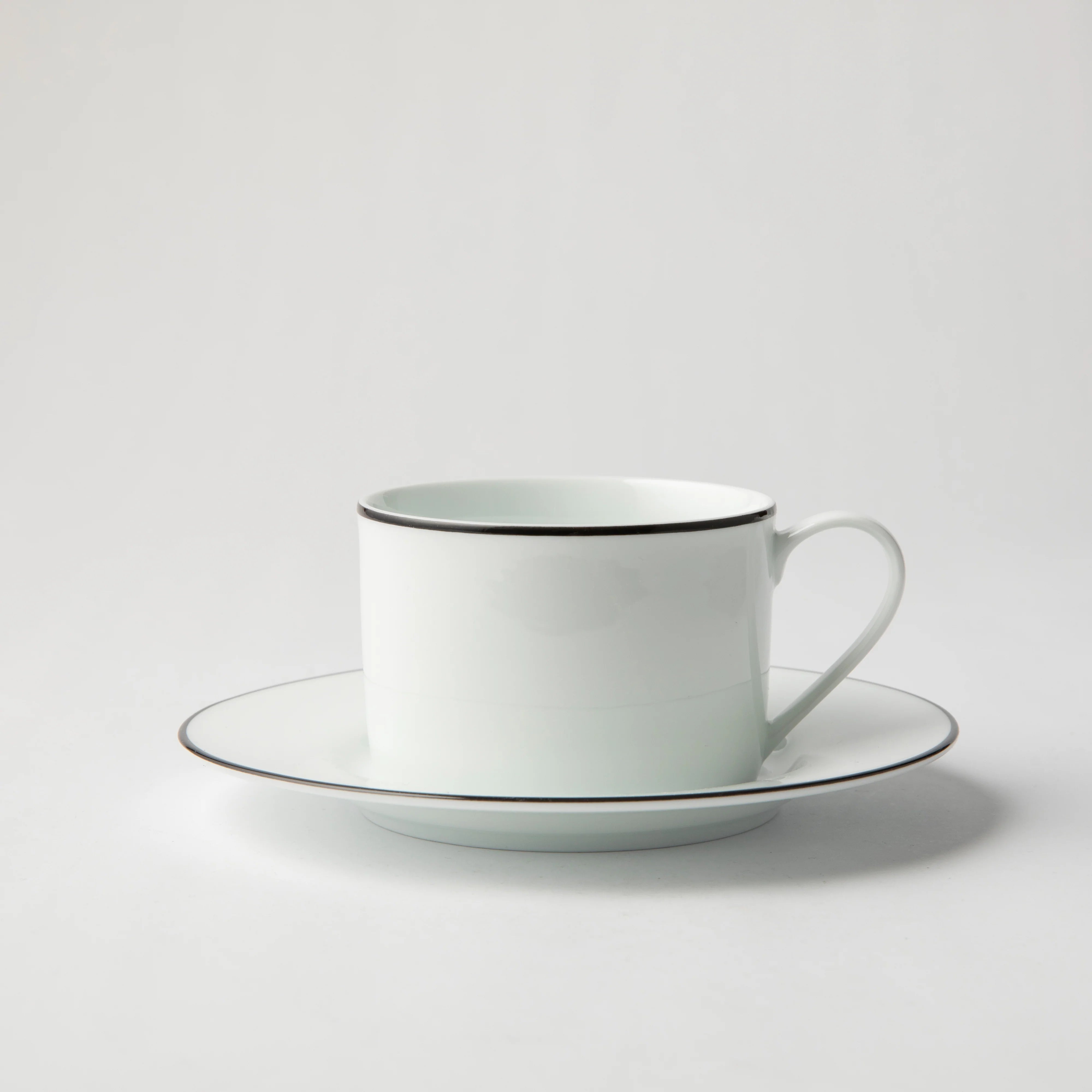Jenna Clifford - Premium Porcelain Cup & Saucer With Black Band Set of 4