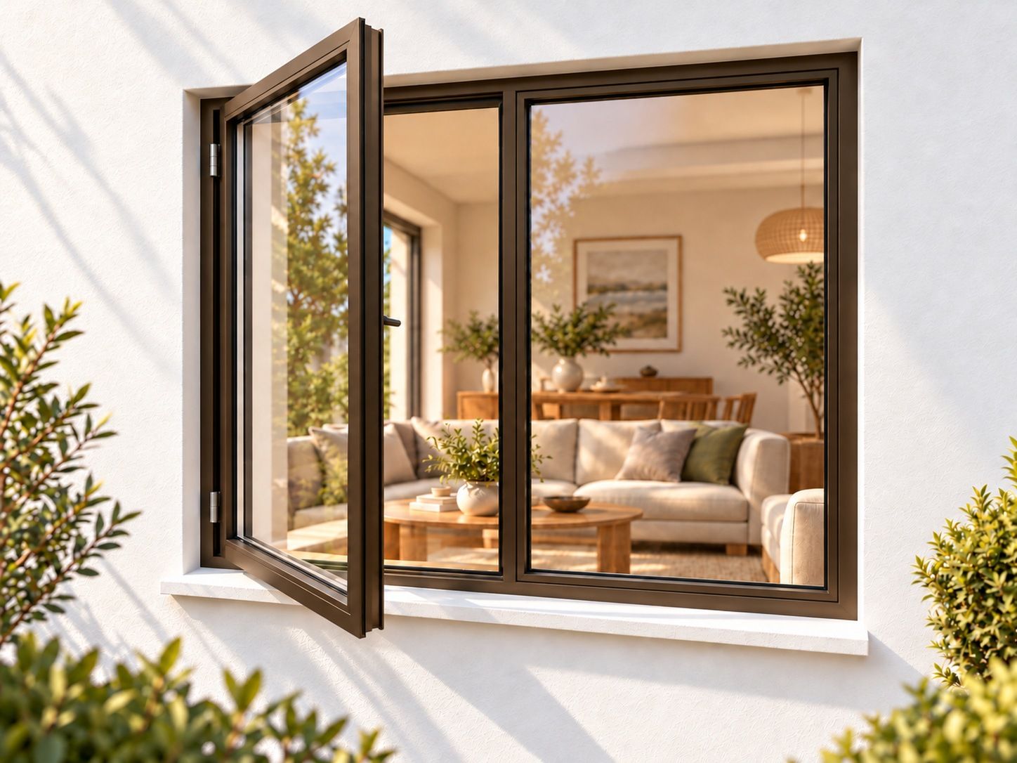 Kenzo Premium Side-Hung Aluminium Window - Bronze, 1200 1200 mm, Left Side Opener