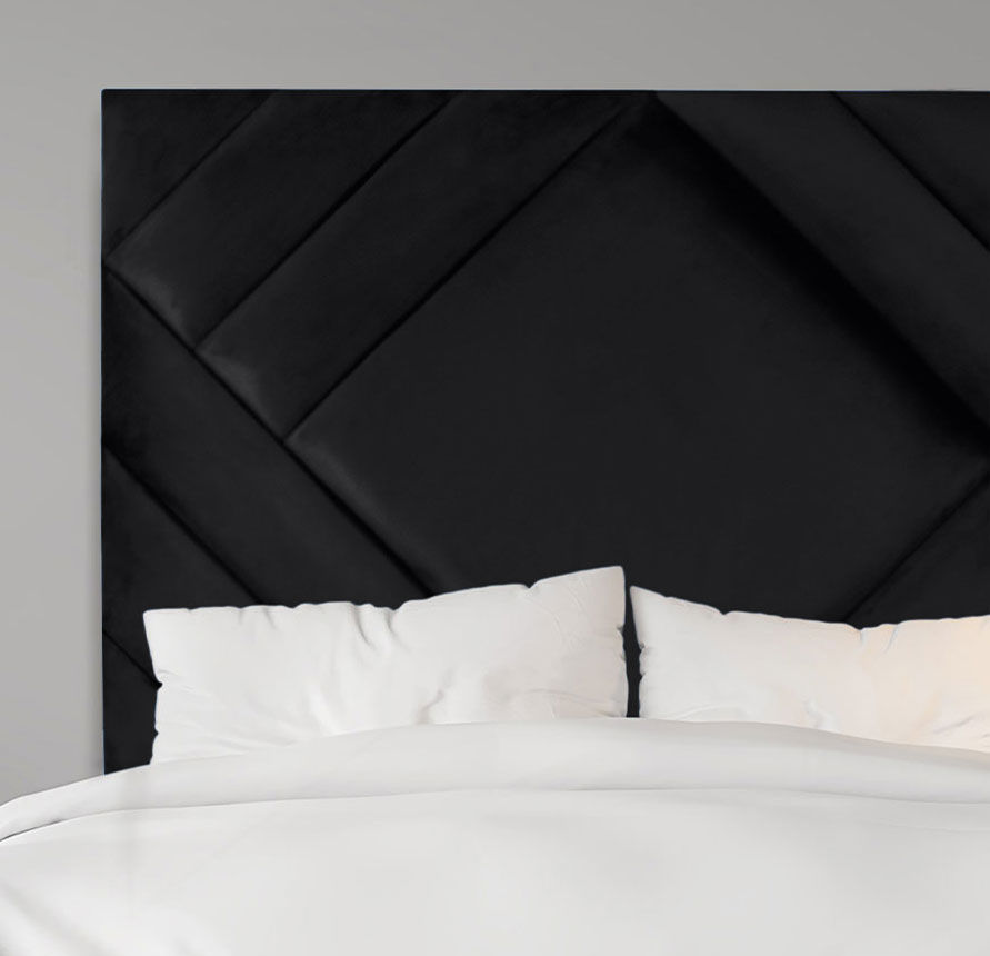 Bryndis Diagonal Panel Headboard Black Three Quarter