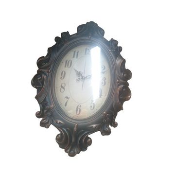 Decorative Vintage Wall Clock, Ornate Bronze Frame, Antique Style