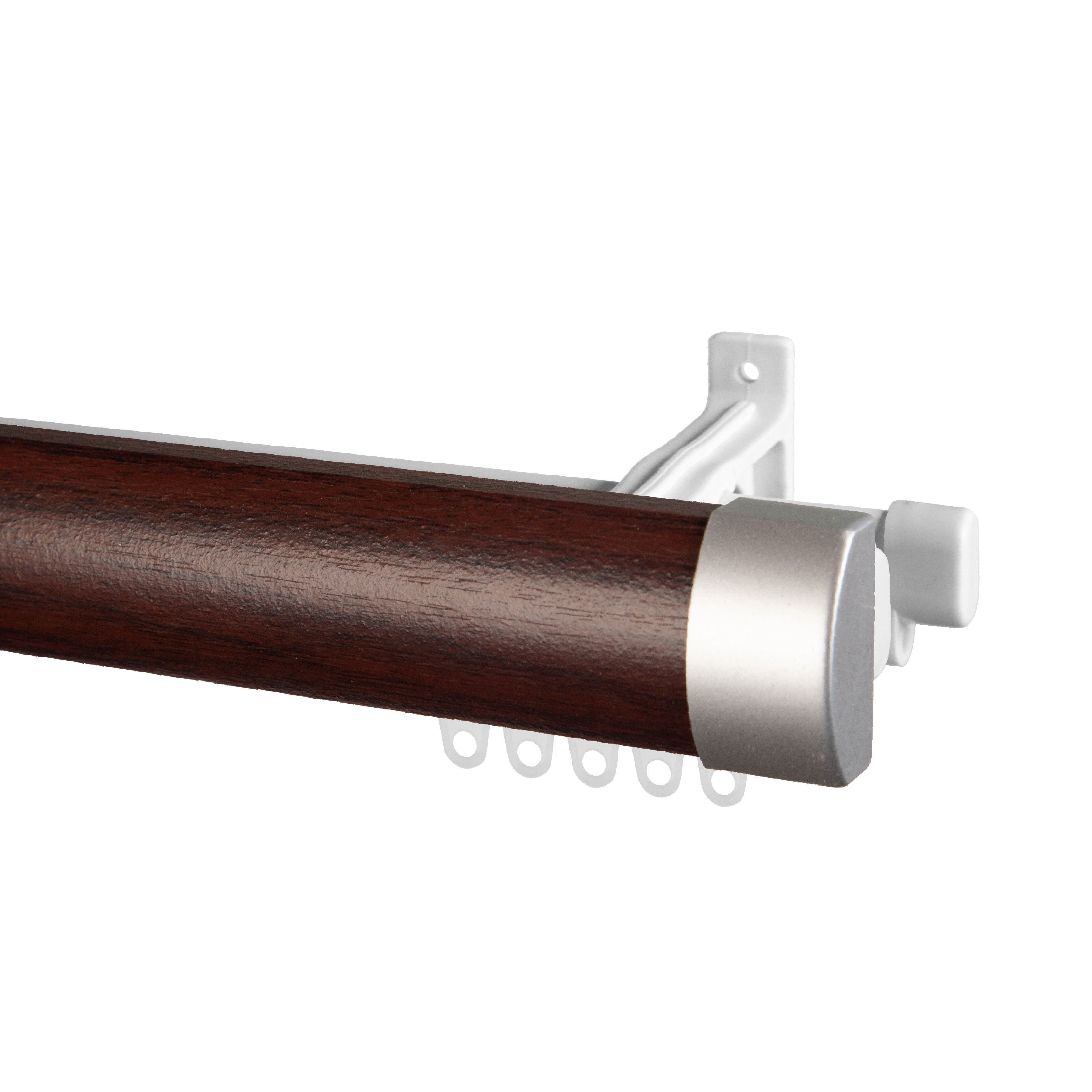 40mm PELMET ROD & DOUBLE TRACK 1.5m- Mahogany