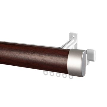 40mm PELMET ROD & DOUBLE TRACK 1.5m- Mahogany