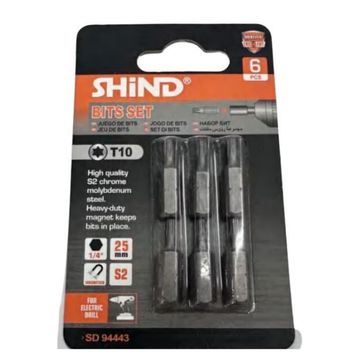 Shind T10 Steel Screwdriver Bits – 6-Piece Precision Set for Torx Screws
