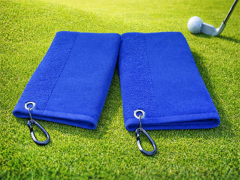 Velour Golf Towel - 100% Cotton, Brandable, Ball & Club Cleaning, Premium - Victoria Blue (2pc Pack)