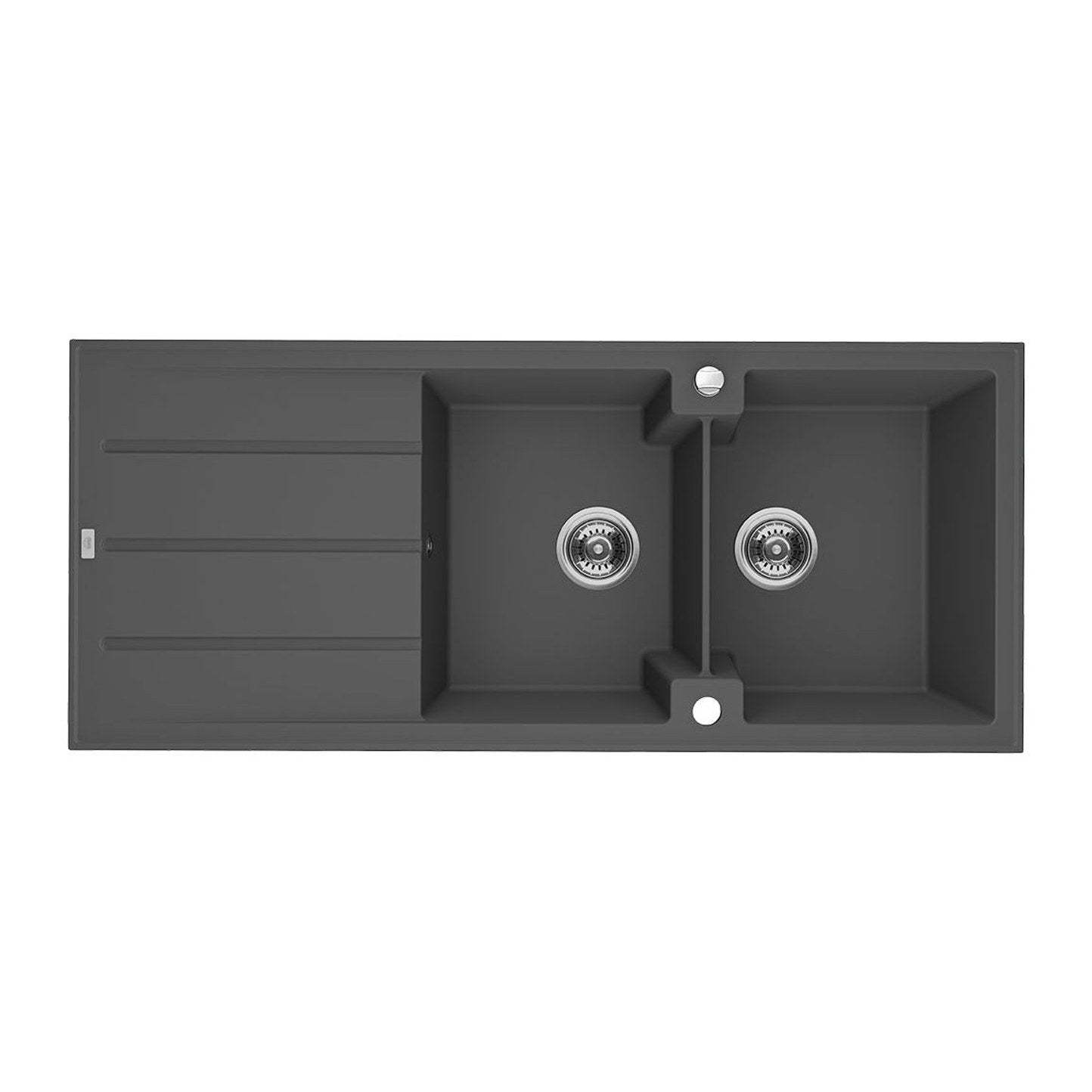 Laveo Canaria 1160 Granite Composite Kitchen Sink 2 Bowl with Drainer - Grey (Volcano)