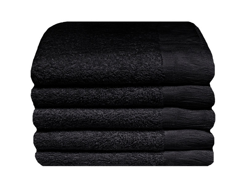 Plush 380 GSM 30x50cms Terry Fringe Guest Towel - Jet Black (05 Piece Pack)