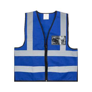 PIONEER SAFETY Vests Reflective Zip Id Pocket R/Blue Large