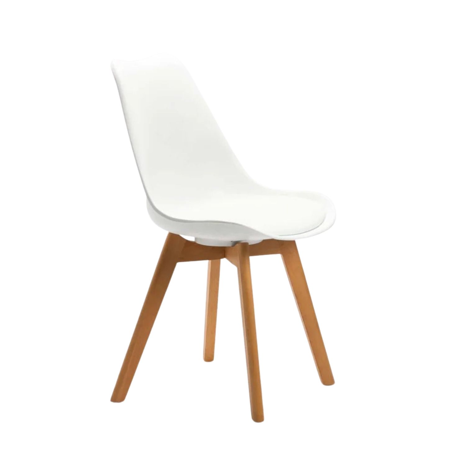 Mid-Century Wooden Leg Dining Chair - White