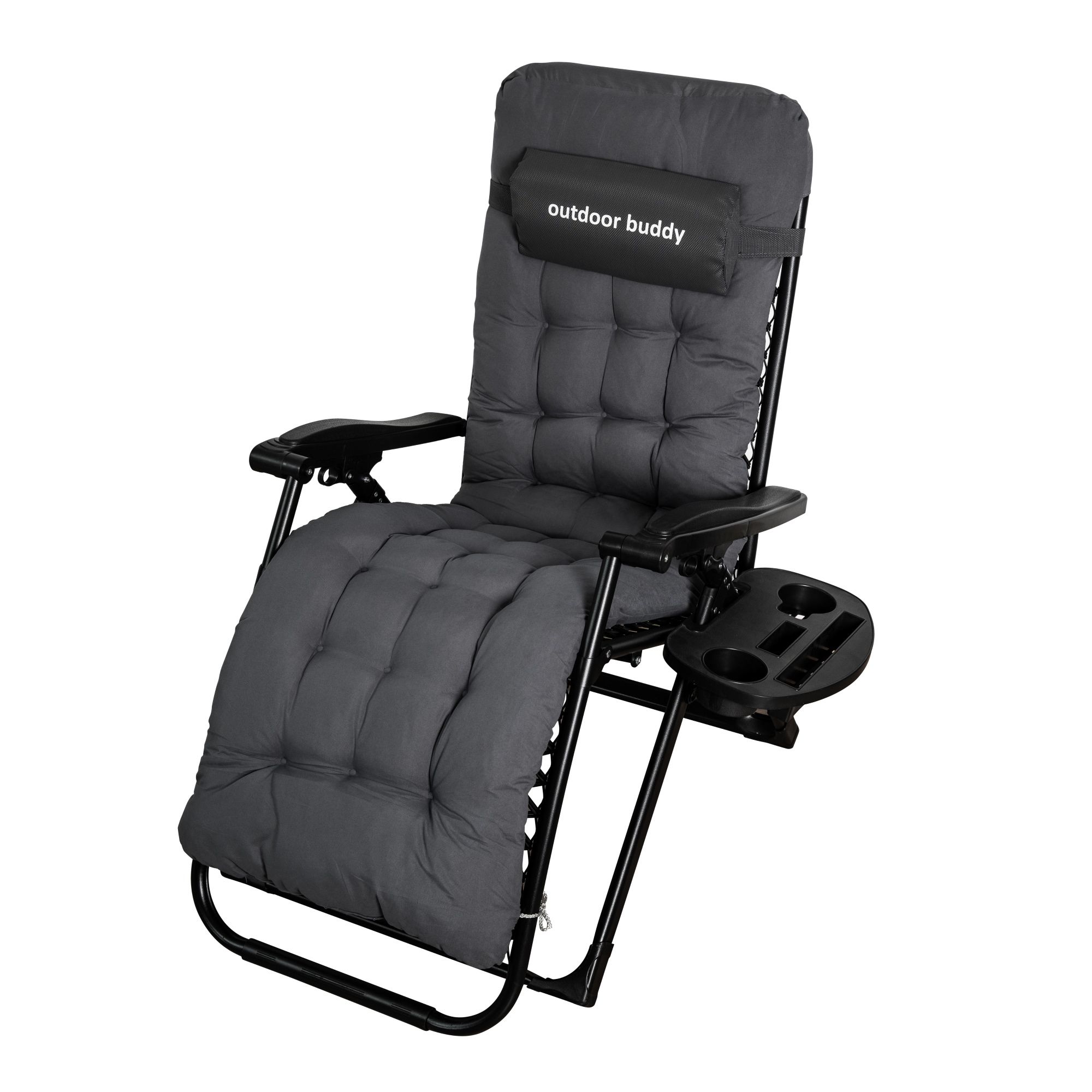 Outdoor Buddy - Breeze-Ease Lounger (Grey) with Cushion - 120kg Capacity