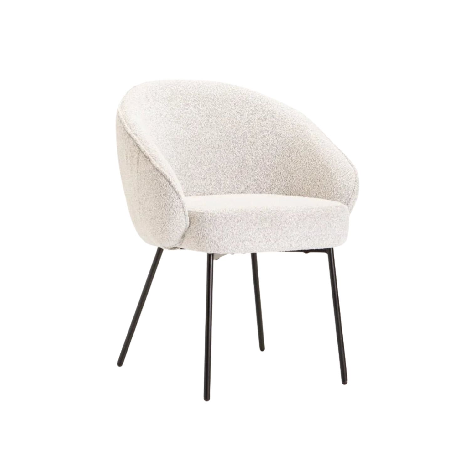 Cream Fabric Dining Chair with Curved Back