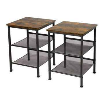 SET OF 2 SIDE TABLES NIGHTSTAND EASY ASSEMBLY
