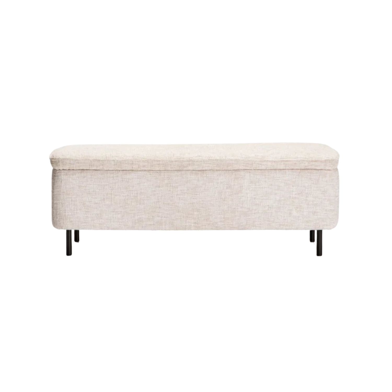 Cream Textured Fabric Storage Ottoman