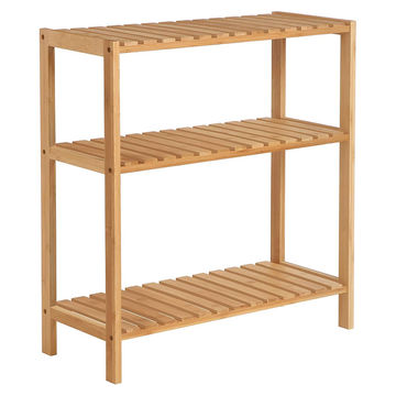 3-TIER BAMBOO STANDING SHELF - MULTI PURPOSE WOODEN RACK