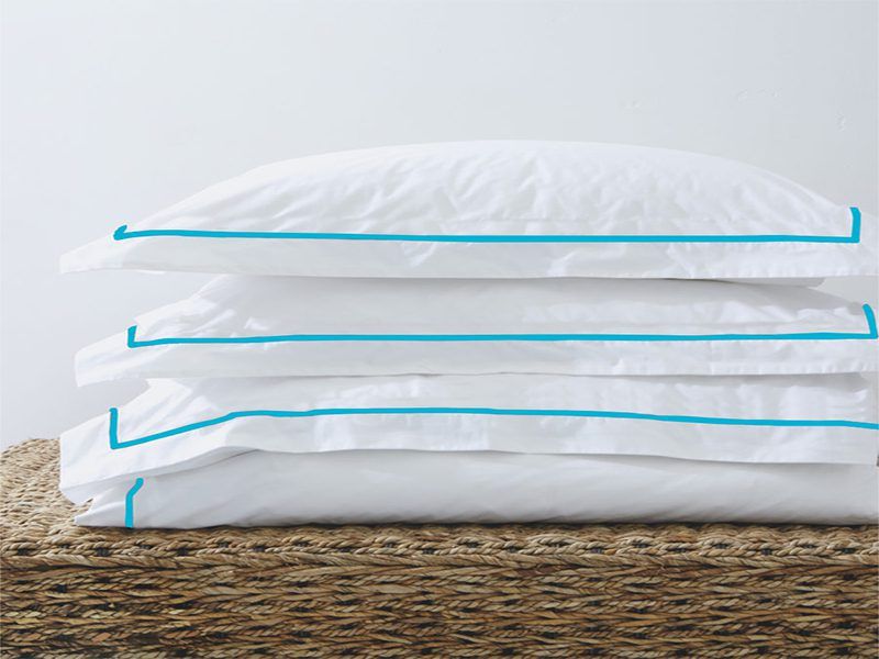 Rey's Fine Linen - Egyptian Collection - Oxford Satin Stitch Duvet Cover -Blue Atoll-Super King(06 Set)