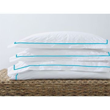 Rey's Fine Linen - Egyptian Collection - Oxford Satin Stitch Duvet Cover -Blue Atoll-Super King(06 Set)