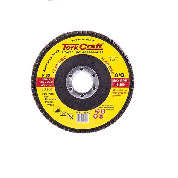 Tork Craft - Flap Sanding Disc 115mm 60Grit A/O - 4 Pack