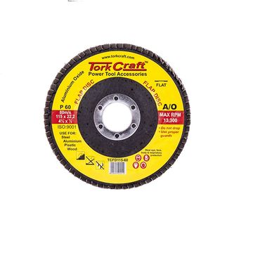 Tork Craft - Flap Sanding Disc 115mm 60Grit A/O - 4 Pack