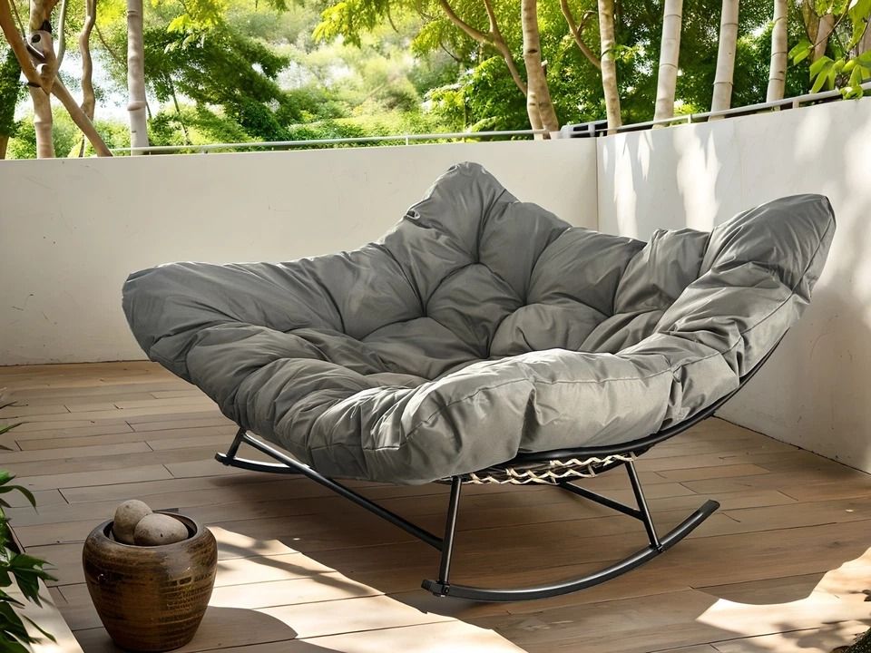 Double Egg Rocking Chair With Oversized Padded Cushion