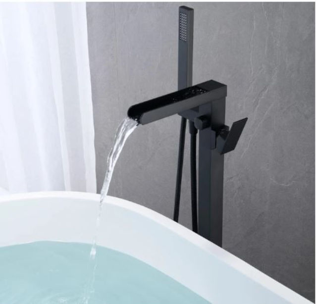 HOMZ FREESTANDING FAUCET WATERFALL BLACK