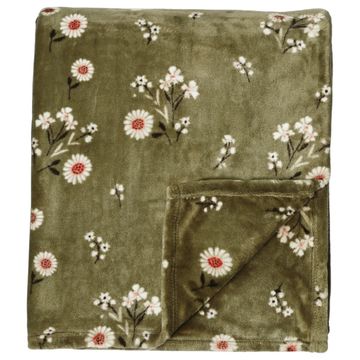 King Plush Blanket 274cm - Floral Green