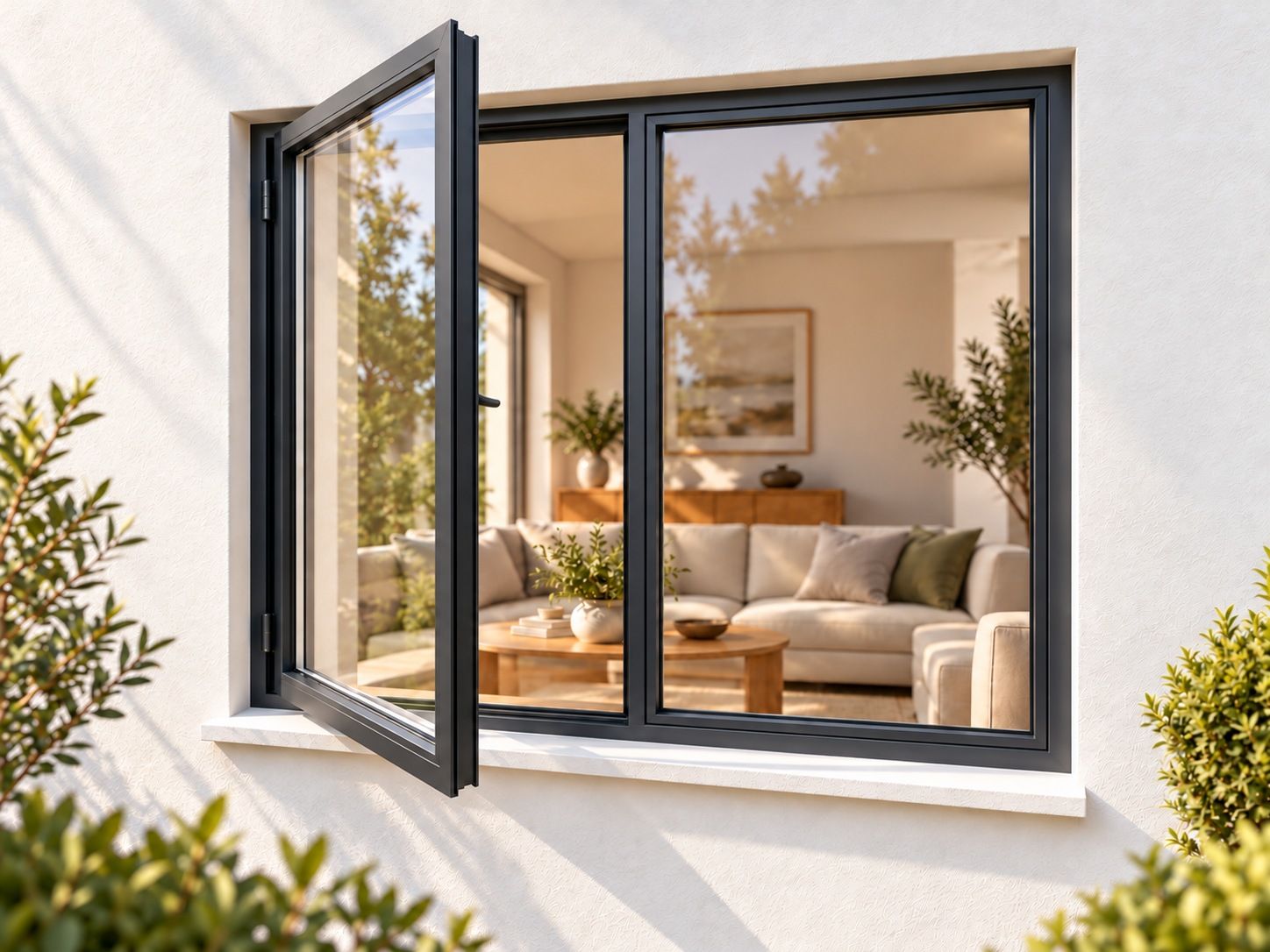 Kenzo Premium Side-Hung Aluminium Window - Charcoal, 1200 900 mm, Left Side Opener