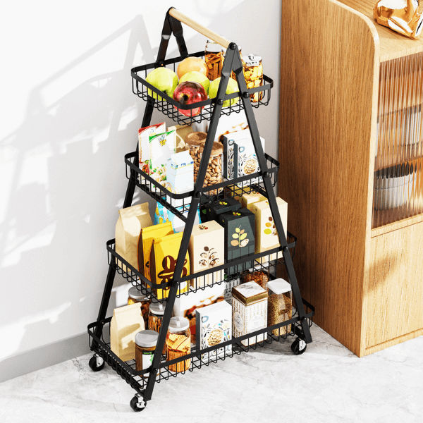 4 Tier Fruit Vegetable Storage Rack with Wheels