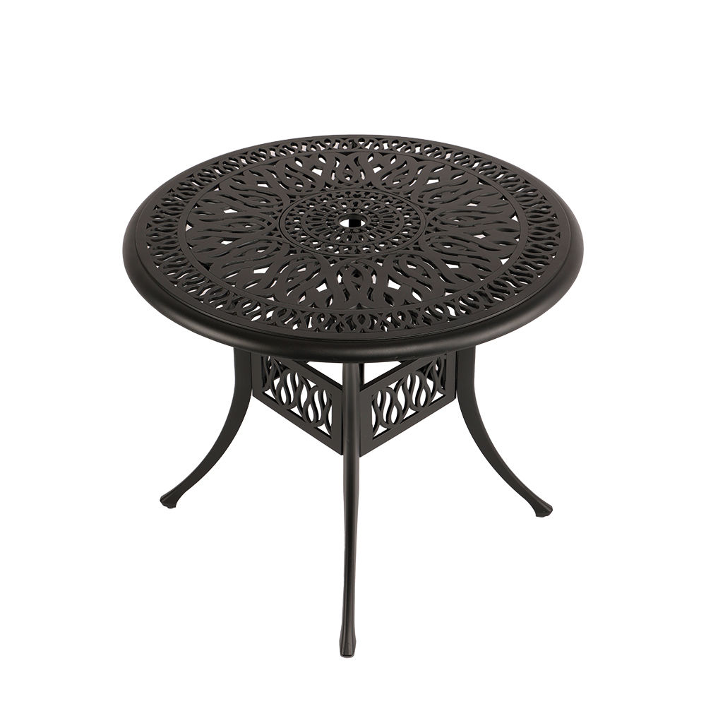 Elizabeth Aluminium Patio Table / Garden Table / Outdoor Dining Table - 90cm Round - BLACK