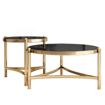 Black, Gold Glass Round Coffee Table