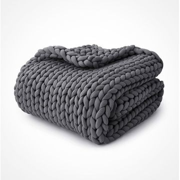 Super Chunky Tube Yarn Throw - DARK GREY